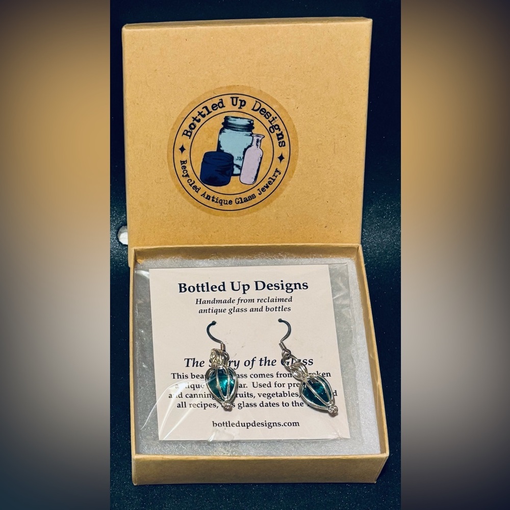 Bottled Up Designs Teardrop Earrings..New in Box